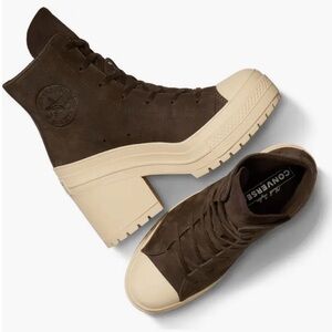 Converse Brown Tan Platform Shoes with Chunky Sole